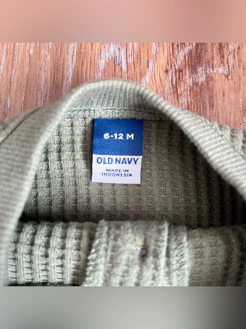 Old Navy Waffle Knit Sage Henley Top Size 6-12 Months